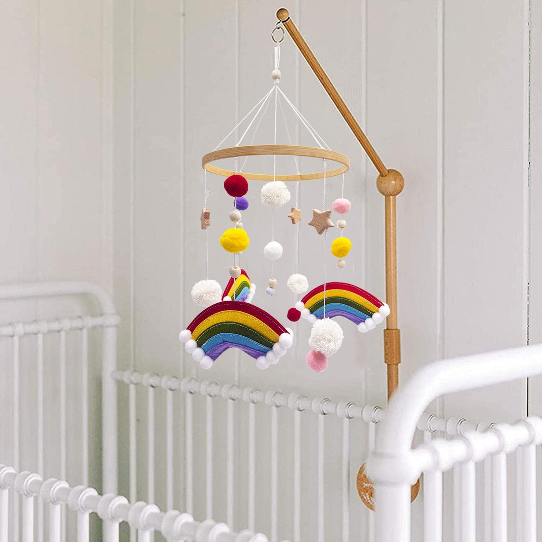 Filz Bettglocke,Regenbogenförmige Bettglocke,Mobile Holz,FilzBettglocke,Mobile Wickeltisch,Niedliche