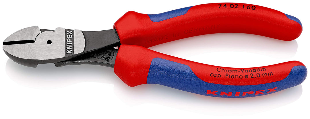 Knipex Kraft-Seitenschneider schwarz atramentiert, mit Mehrkomponenten-Hüllen 160 mm 74 02 160 atram