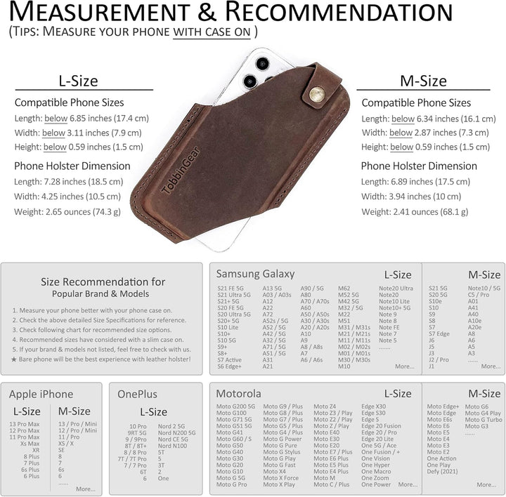 TobbinGear Leder Handy Holster mit Gürtelclip, Leder Gürteltasche Handytasche, Universal Leder Handy