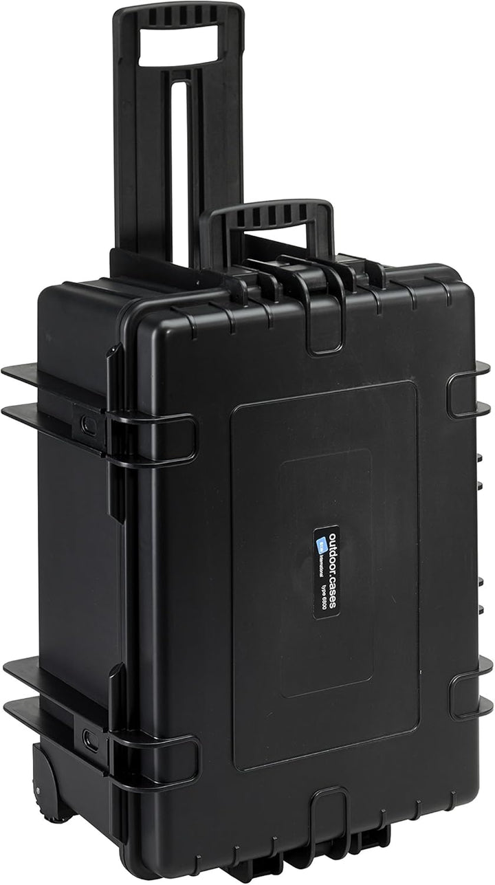 B&W Transportkoffer Outdoor - Typ 6800 - Schwarz mit Würfelschaum, Trolley Koffer, ideal auf Tour -