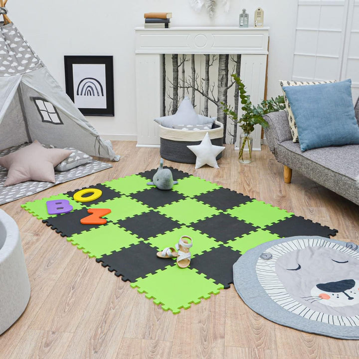 LittleTom 18 Teile Spielmatte Baby ab Null - 30x30 Schaumstoff Puzzlematte Kinder Isomatte Baby Spie