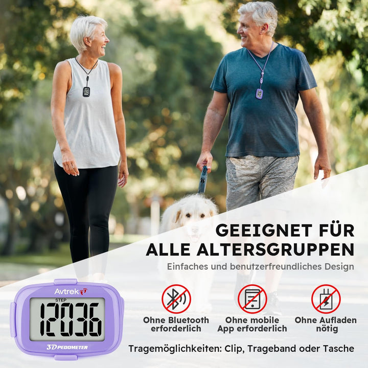 AVTREK Präziser 3D-Schrittzähler Mini-Schrittzähler für Walking oder Laufen im Freien Wanderaktivitä