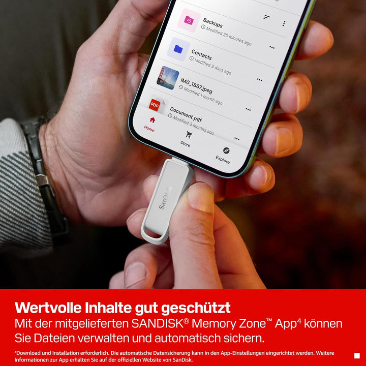 SANDISK Phone Drive mit USB Type-C 64 GB (Flash-Laufwerk für Smartphones, Tablets und Computer, 150