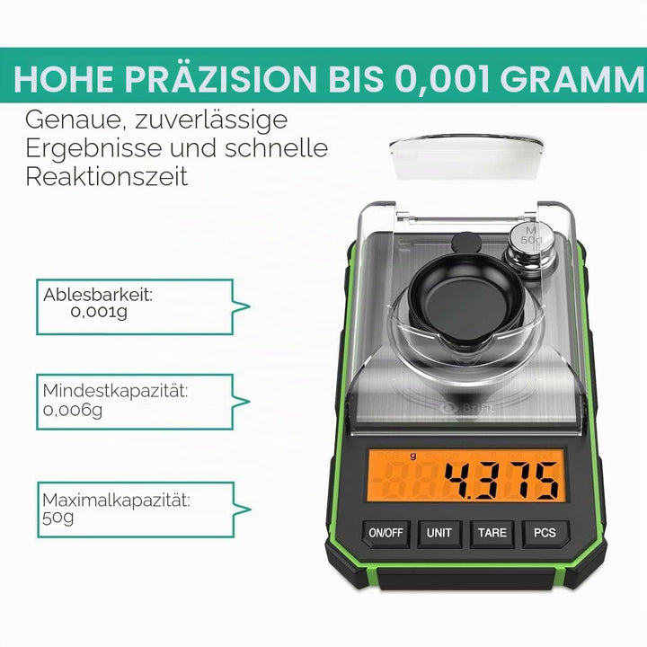 ORIA Feinwaage 0,001g, Digitale Milligramm Waage 50g / 0,001g, Digitale Taschenwaage mit LCD-Anzeige