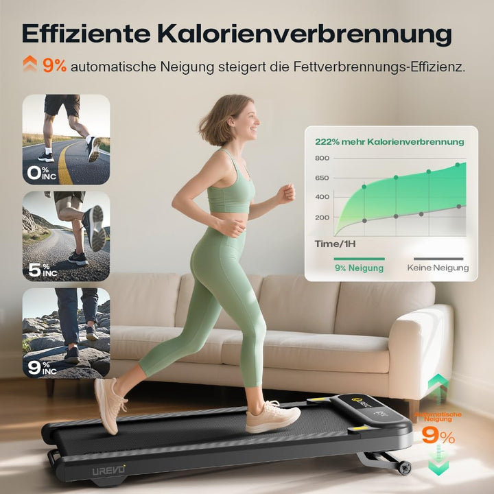 UREVO Smart Walking Pad – Premium Laufband fürs Homeoffice, extra grosse Lauffläche, leiser Motor, A