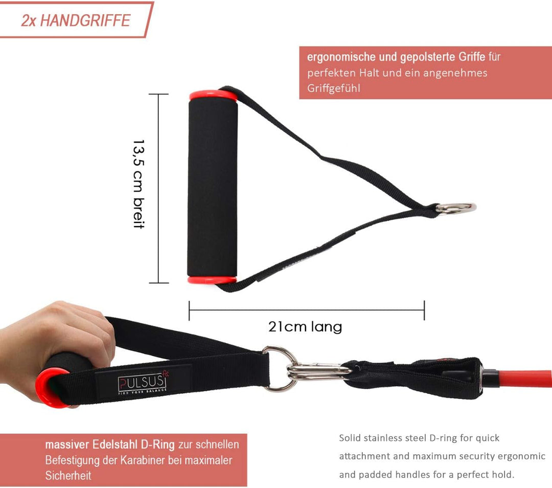 PULSUS fit Fitnessband Resistance Bands Set mit Übungsvideo App - Pro Expander Bänderset: 5 Widersta