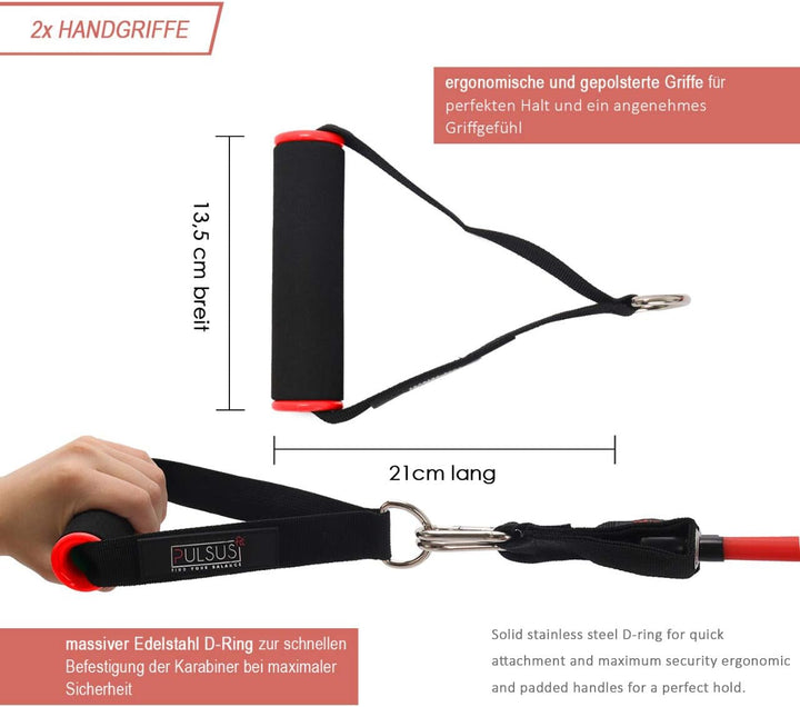PULSUS fit Fitnessband Resistance Bands Set mit Übungsvideo App - Pro Expander Bänderset: 5 Widersta