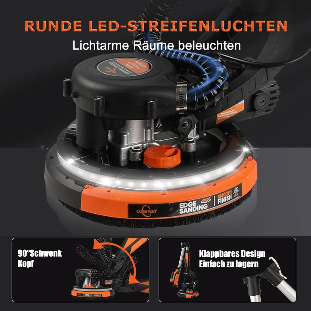 Trockenbauschleifer, Wand & Deckenschleifer,750 Watt max Drehzahl 1800 U/min Wandschleifer mit LED u