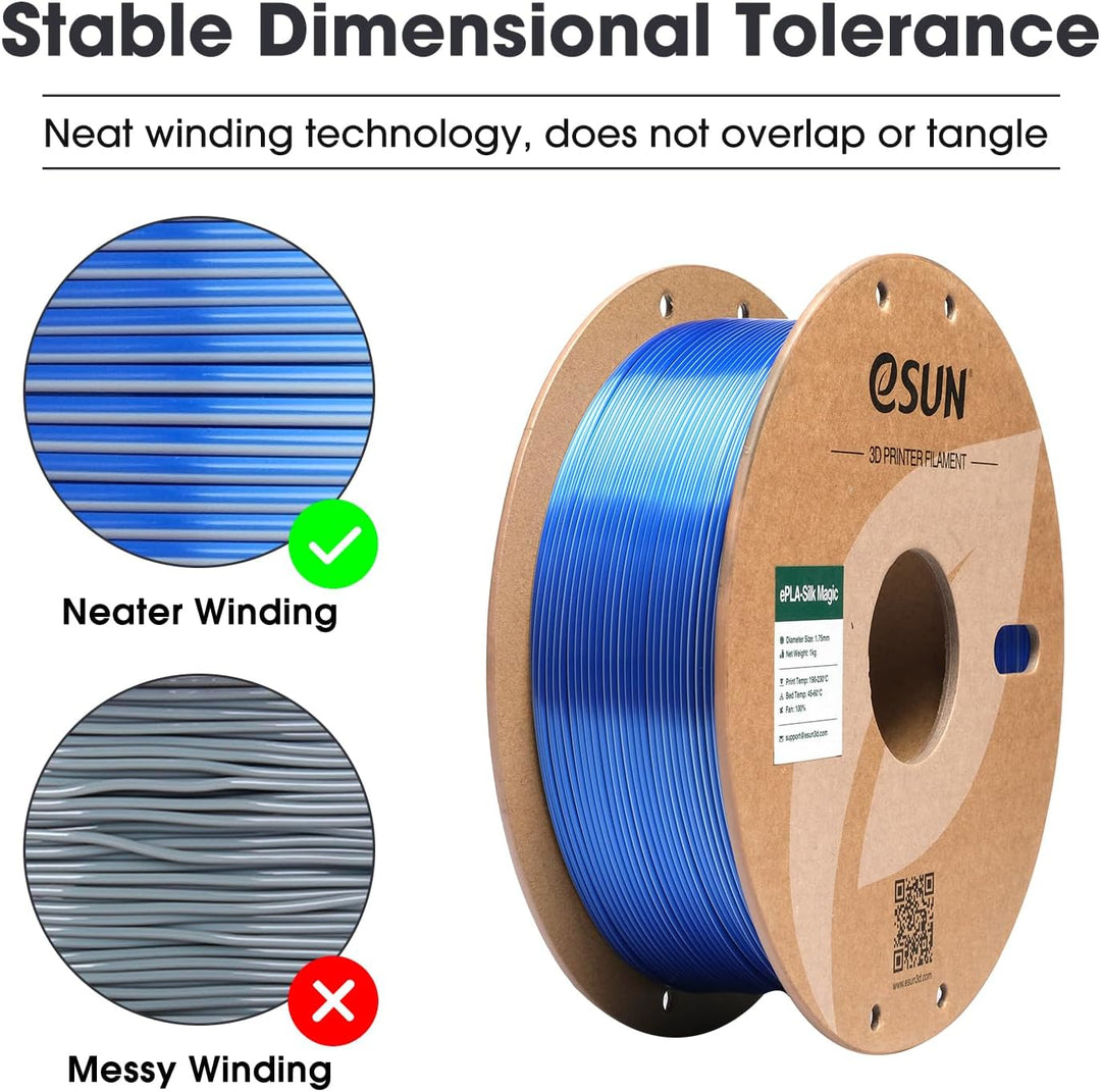 eSUN Silk Dual-Color PLA Filament 1.75mm, Co-Extrusion Silk Magic PLA 3D-Druck Filament, Farbverlauf