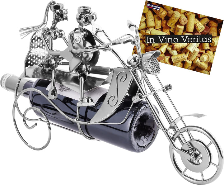 BRUBAKER Flaschenhalter Paar auf Motorrad Metall Skulptur Geschenk mit