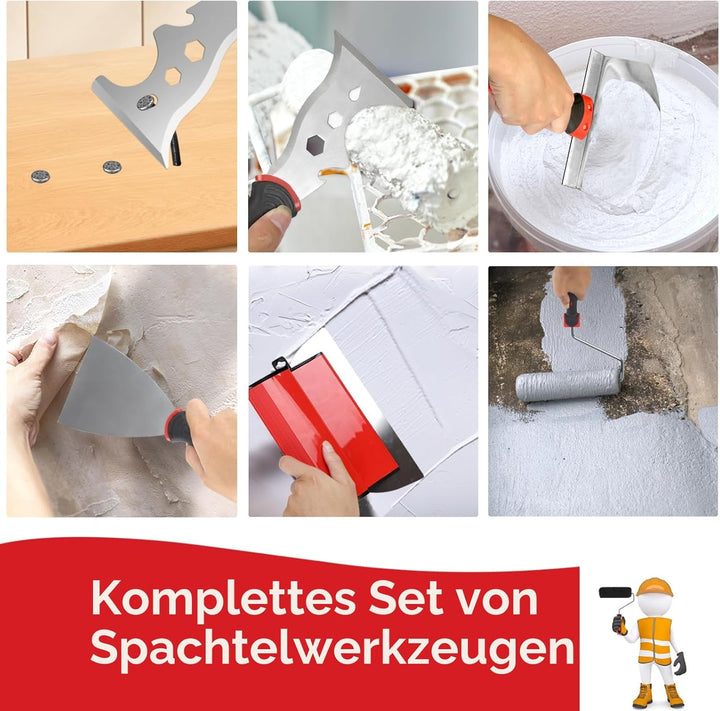 Trockenbau-Klingen-Set mit Koffer, 25 cm, 40cm, 60cm und 80cm, Edelstahl-Klingen, Verbundrollen, 70