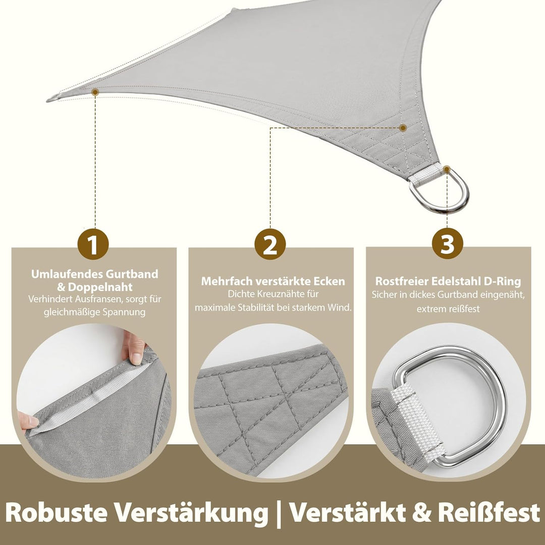 Sekey Sonnensegel Wasserdicht 2x3m Rechteckig mit Edelstahl Befestigungs Kit PES Polyester, Sonnensc