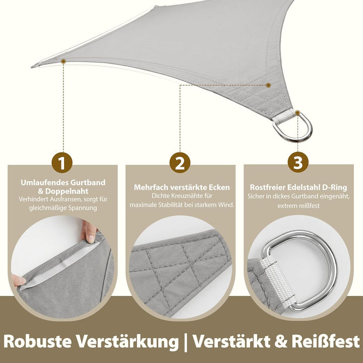 Sekey Sonnensegel Wasserdicht 2x3m Rechteckig mit Edelstahl Befestigungs Kit PES Polyester, Sonnensc
