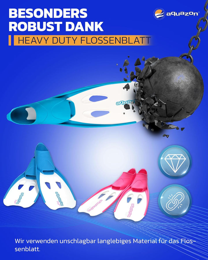 AQUAZON Flipper Flossen, Schnorchelflossen, Taucherflossen, Schwimmflossen für Kinder, Jugendliche,