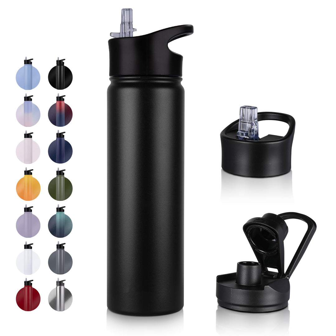 UMBFUN Edelstahl Trinkflasche - 750ml - mit Strohhalm,Auslaufsicher,Kohlensäure Geeignet,BPA frei Th