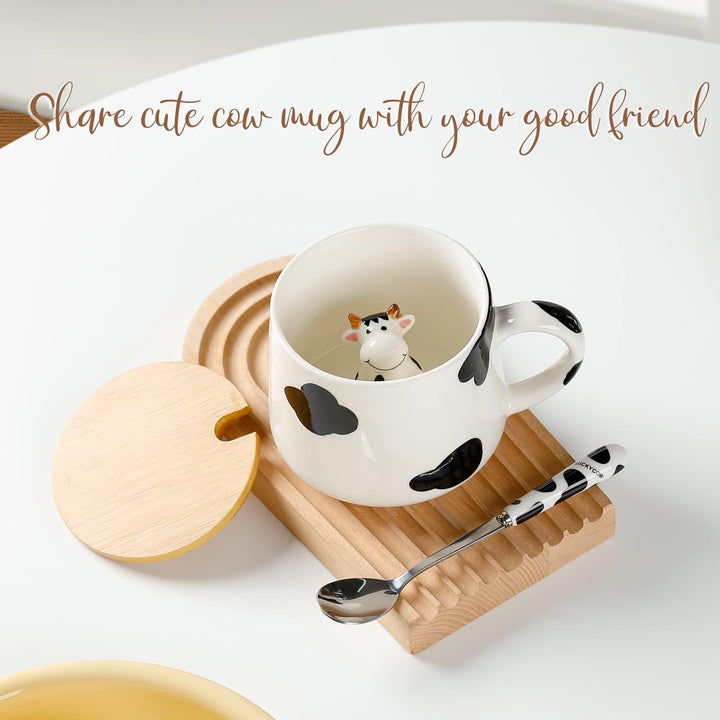 Süsse Sachen Keramik kuh Kaffeetasse Teetasse Mit Deckel Löffel Lustige Geschenke für Frauen Kaffeeb