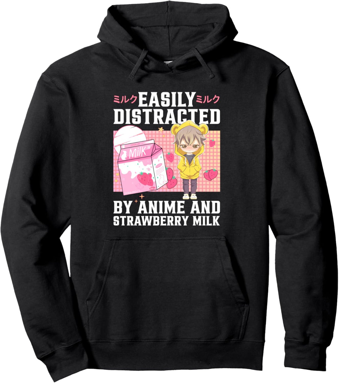 Lustiger Retro 90s Japan Kawaii Erdbeermilchshake Karton Pullover Hoodie