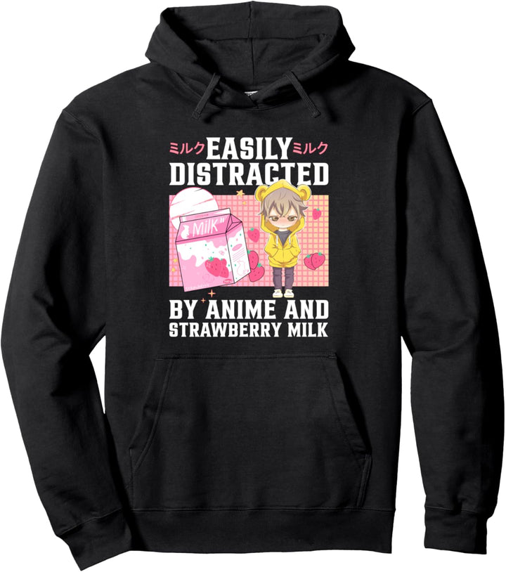 Lustiger Retro 90s Japan Kawaii Erdbeermilchshake Karton Pullover Hoodie