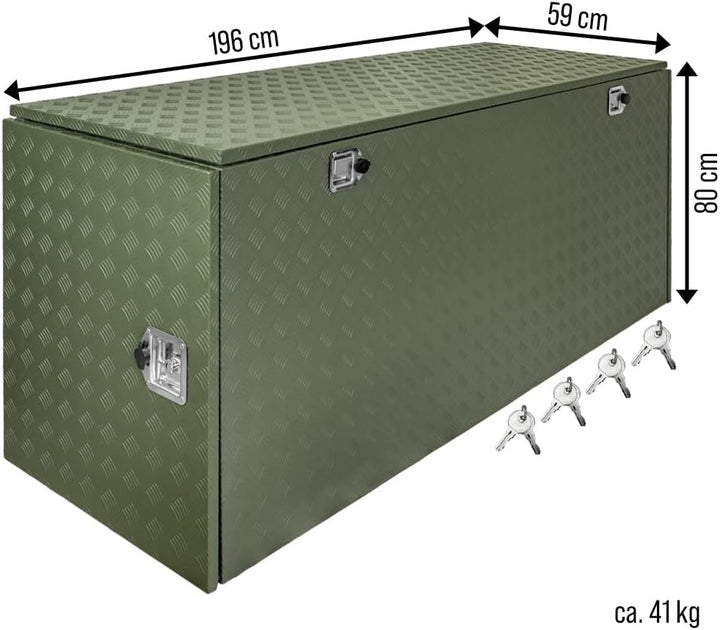 Trucky Deichselbox Grün Werkzeugkasten Truckbox Anhänger Kiste Abschliessbar Alubox Transportbox Wer
