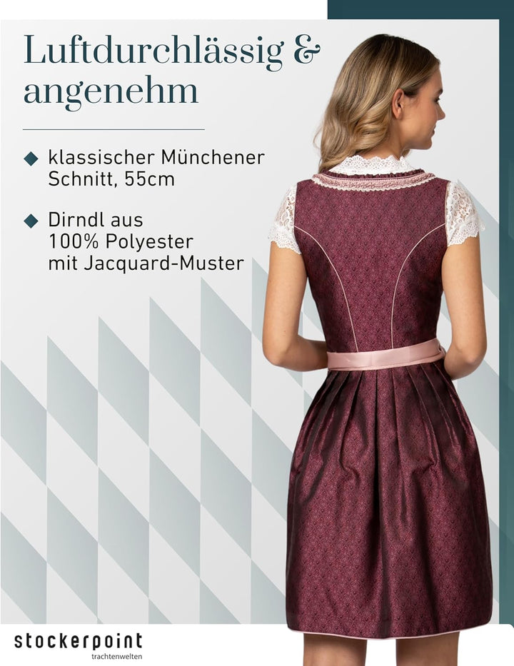 Stockerpoint Damen Dirndl Rosalinde Kleid für besondere Anlässe 30 Bordeaux, 30 Bordeaux