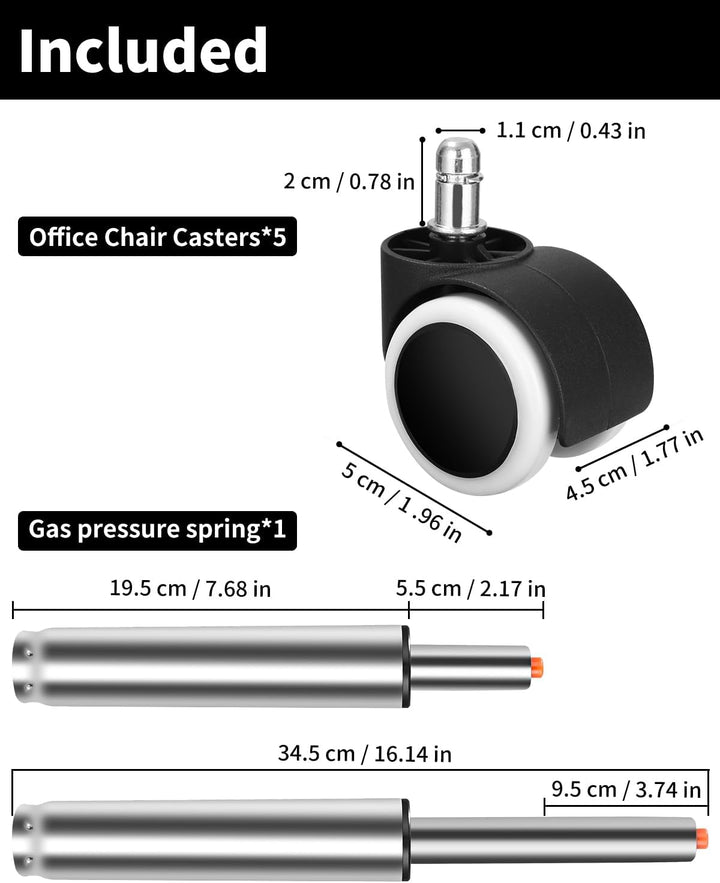 Gasfeder,Gasdruckfeder,1000 lbs,Gasdruckfeder Bürostuhl,250 mm-345 mm Bürostuhl Gasfeder,mit 5 Büros