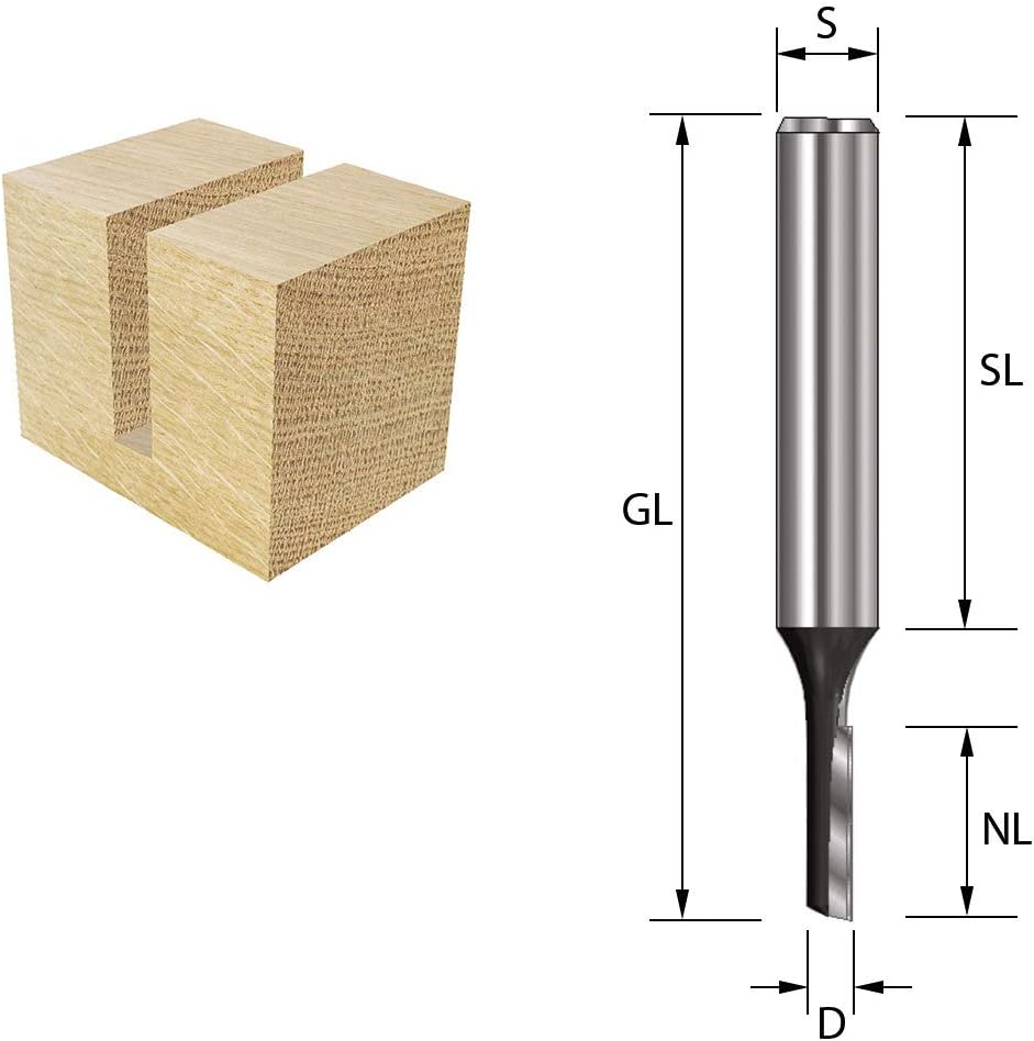 ENT 10050 Nutfräser HW, Schaft (S) 8 mm, Durchmesser (D) 6 mm, NL 19 mm, Z1, SL 32 mm, GL 55 mm D=6