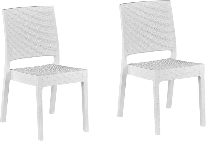 Gartenstühle im 2er Set in Rattanoptik aus Kunststoff weiss Fossano