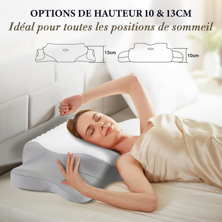 Nackenkissen Kopfkissen, Memory Foam Hellgrau
