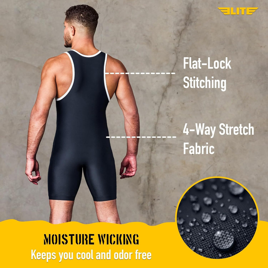 Elite Sports Men’s wrestling singlets, Standard Singlet for Men Wrestling Uniform Schwarz M, Schwarz