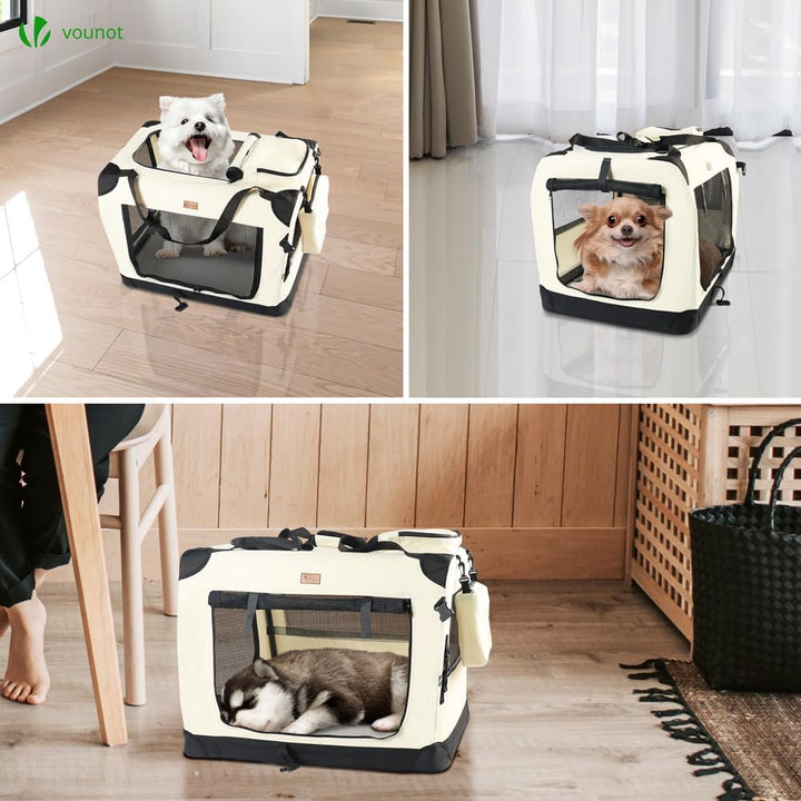 VOUNOT Hundebox faltbar, Transportbox Katze Hunde, Hundetasche, Oxford-Gewebe, Netzstoff, Atmungsakt