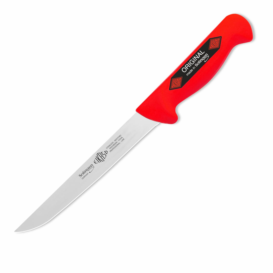 EIKASO Solingen Germany Ausbeinmesser gerade breit 18 cm (rot), geeignet als Metzgermesser, Fleische