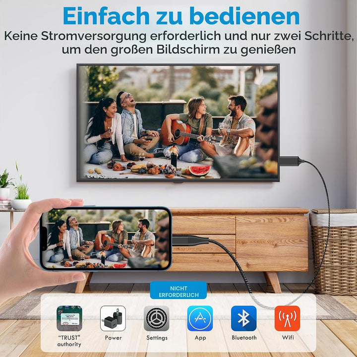 lulaven HDMI-Kabel für iPhone,2,0 m HDMI-Konverterkabel,HDMI-Verbindungskabel,iPhone/Pad/Pod zu TV/M