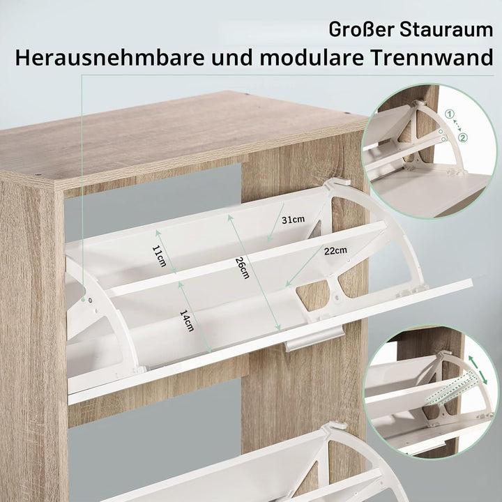 CASABEL Schuhschrank für 18 Paar – Schrank mit grossem Fassungsvermögen für Eingangsbereich, Flur –