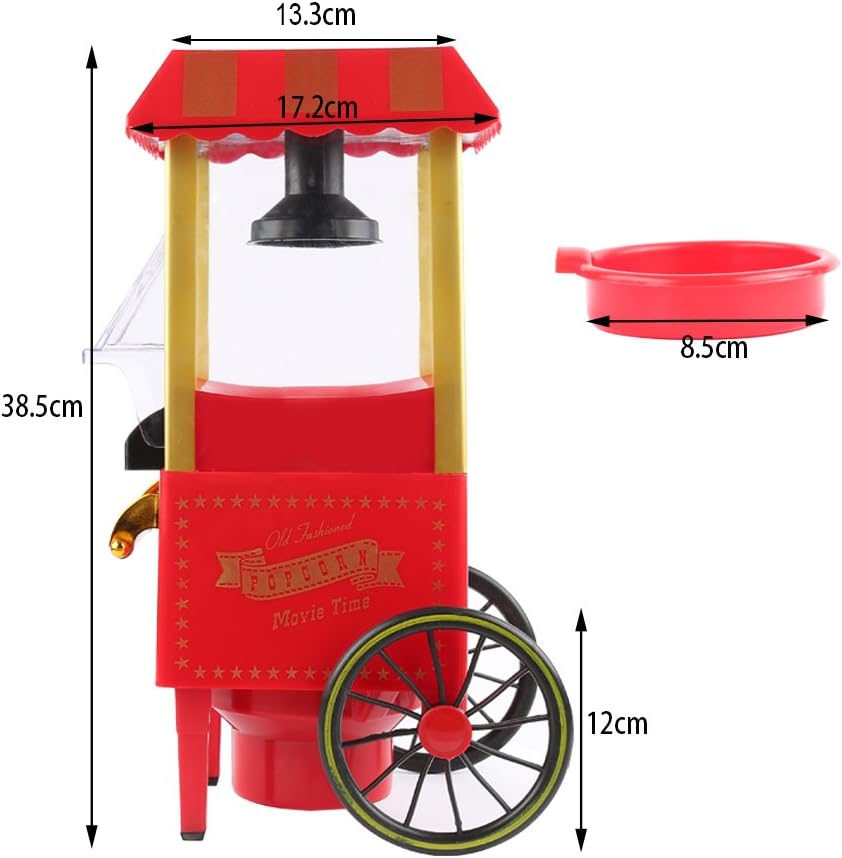 Popcornmaschine, Popcorn in 3 Minuten, kein Fett, Heissluft, ölfrei, 1200 W, ideal für Familie und A