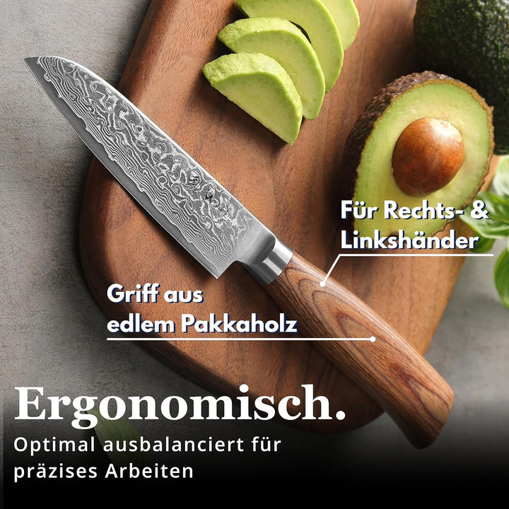 Wakoli EDIB Pro Damast Kleines Santokumesser 11,50 cm Klinge extrem scharf aus 67 Lagen mit VG10 Sta