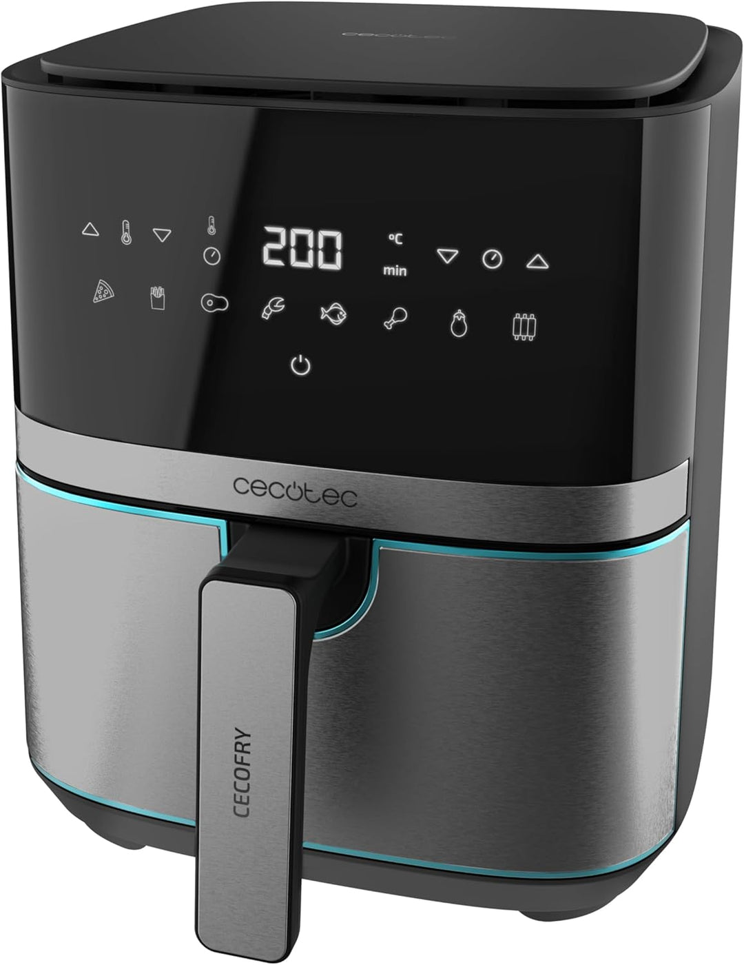 Cecotec Heissluftfritteuse 5,5 L Cecofry Full InoxBlack Pro 5500. 1700 W, Fritteuse ohne Öl, Diät un