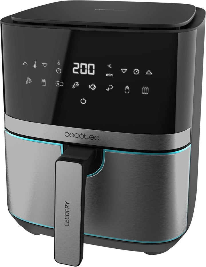 Cecotec Heissluftfritteuse 5,5 L Cecofry Full InoxBlack Pro 5500. 1700 W, Fritteuse ohne Öl, Diät un