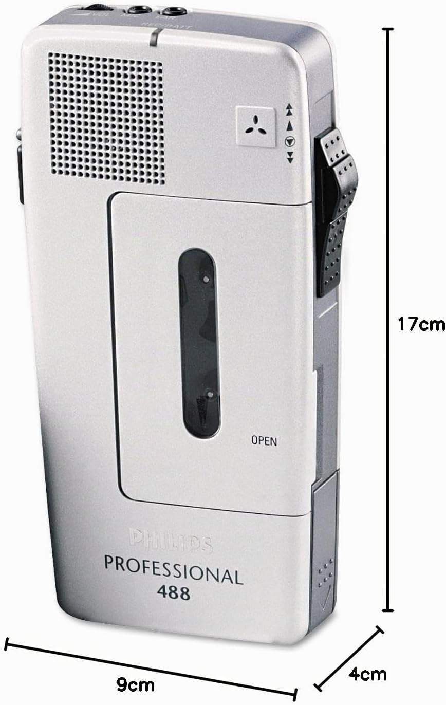 Philips Pocket Memo LFH0488 Analoges Mini-Kassetten Diktiergerät (Schiebeschalter, wählbare Mikrofon