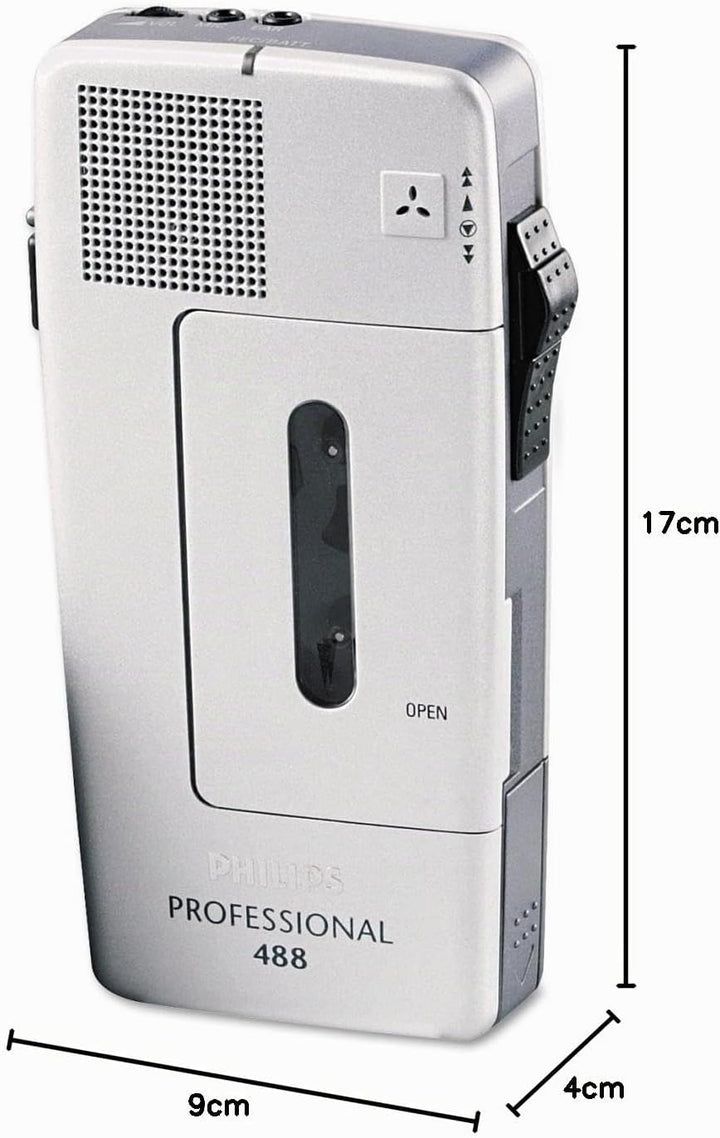 Philips Pocket Memo LFH0488 Analoges Mini-Kassetten Diktiergerät (Schiebeschalter, wählbare Mikrofon