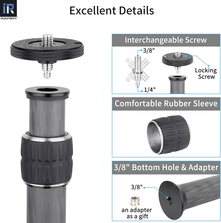 Universel 10 Couches en Fibre de Carbone Trépied Colonne-ER252C/ER282C/ER322C, ER322C
