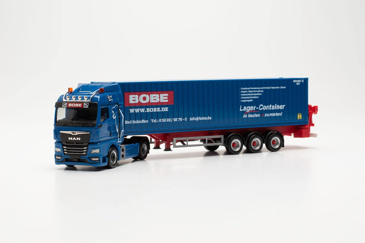 Herpa LKW Modell Man TGX GM Container-Seitenlader „Bobe Spedition“, originalgetreu im Massstab 1:87,