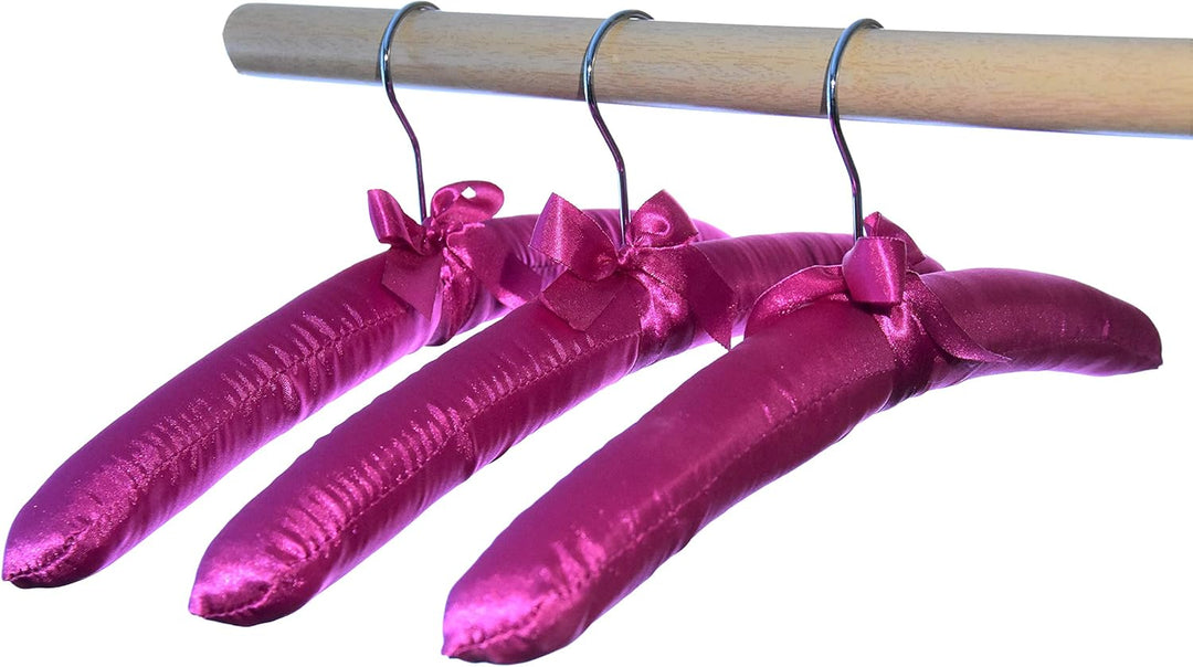 Kleiderbügel gepolstert, 10 STK. Satin pink, Satinbügel, Pink