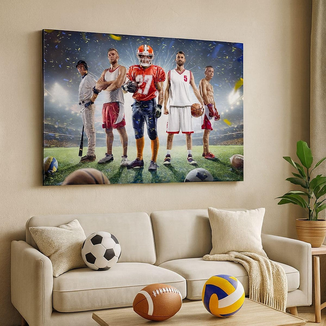 Bilder auf Leinwand 100x70cm Leinwandbild mit Rahmen Sport Sportler Gross Wanddeko Bild Schlafzimmer