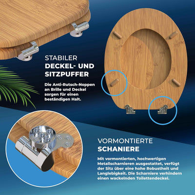 CASARIA® WC Sitz Doppelte Absenkautomatik MDF Holzkern hygienisch Rostfreie Scharniere 175kg Bad Toi