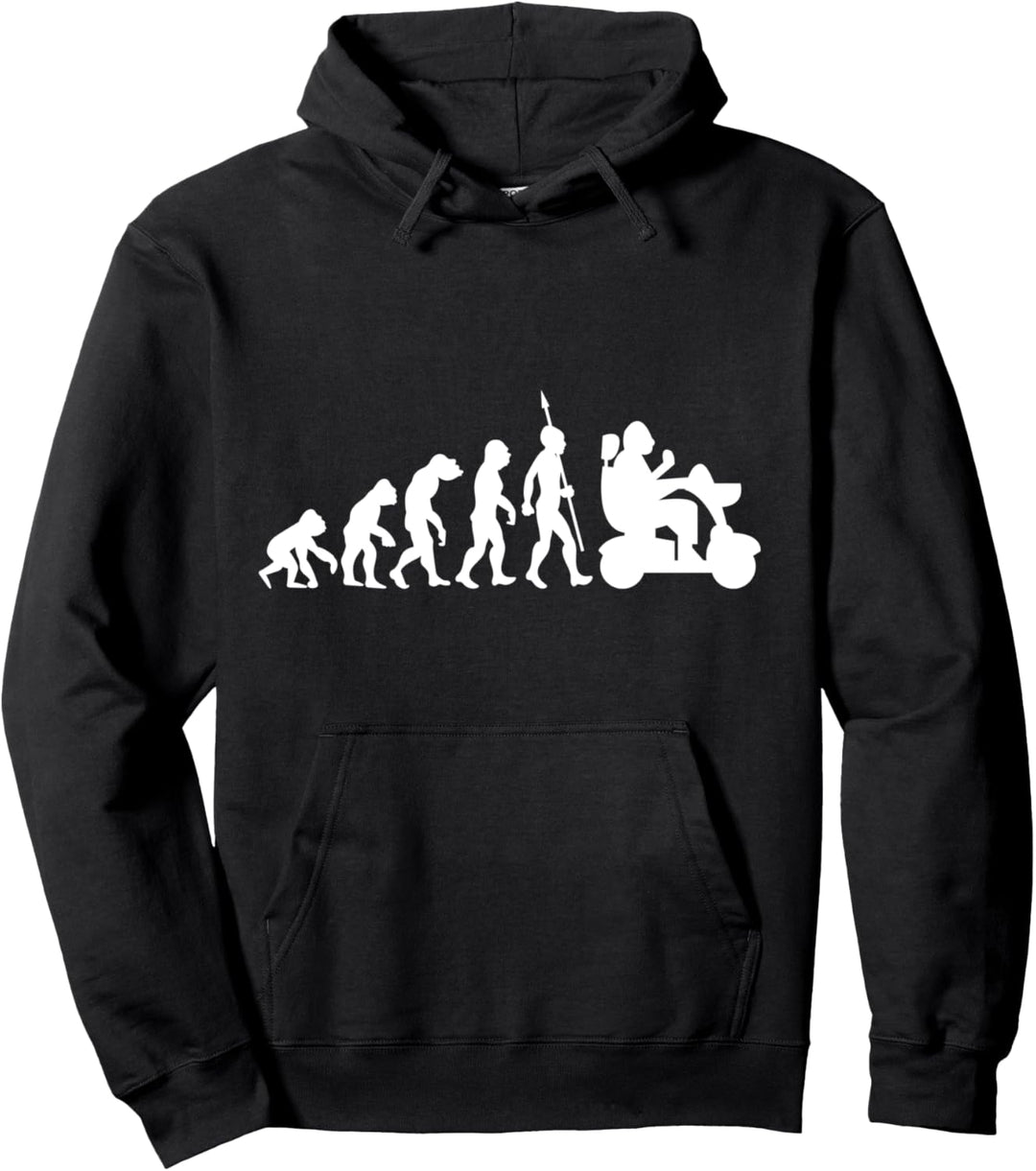 Elektrischer Rollstuhl Witzig Fun Rentner Evolution Lustig Pullover Hoodie