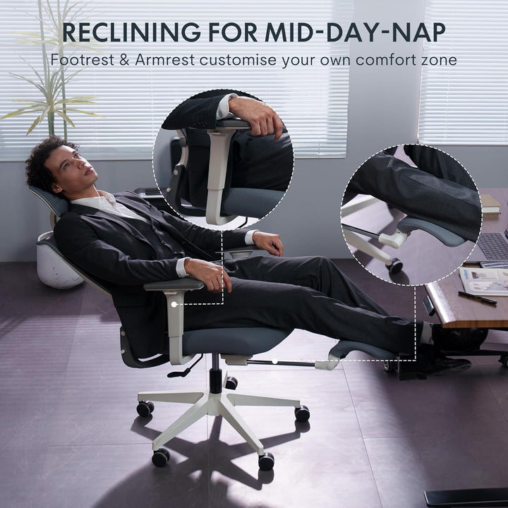 FLEXISPOT Ergonomischer Bürostuhl, Foldex, klappbarer Bürostuhl für Kleine Räume mit Lendenwirbelstü