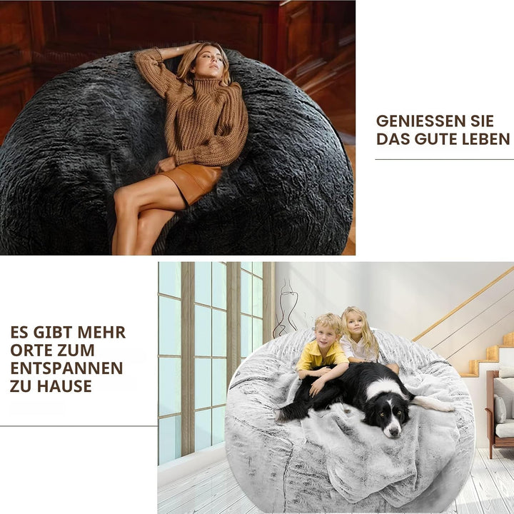 YudouTech Sitzsack Stuhl Abdeckung (nur Abdeckung, Keine Füllung),Grosser runder weicher Flauschiger