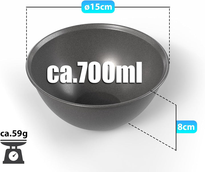 BigDean Müslischalen 6 Stück bruchfest 700ml in elegantem schwarz Lieblingsschalen