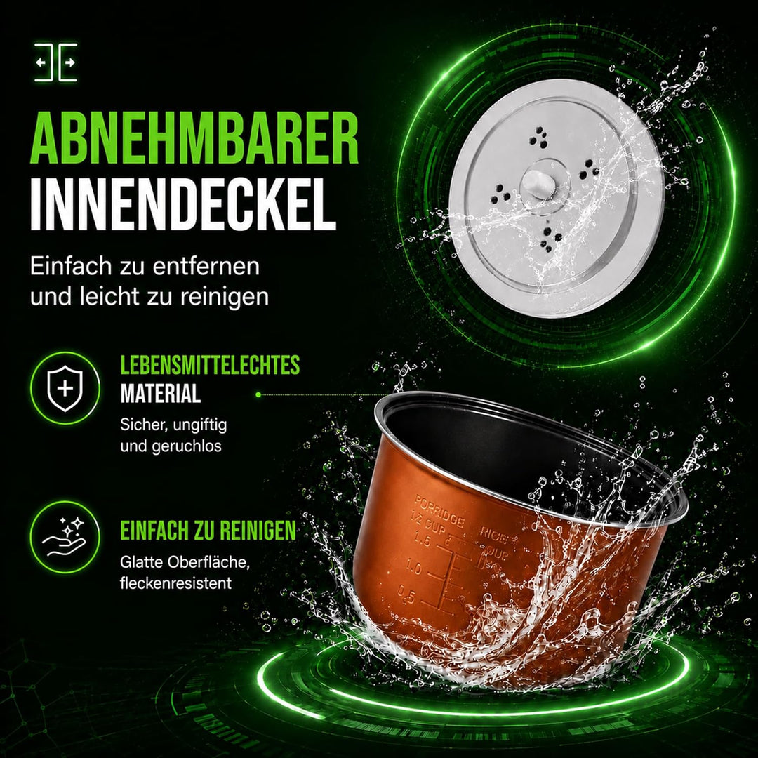 Audecook Reiskocher klein 1.2 L mit Low Sugar Funktion Für 1-2 Personen Multikocher mit 7 Programme