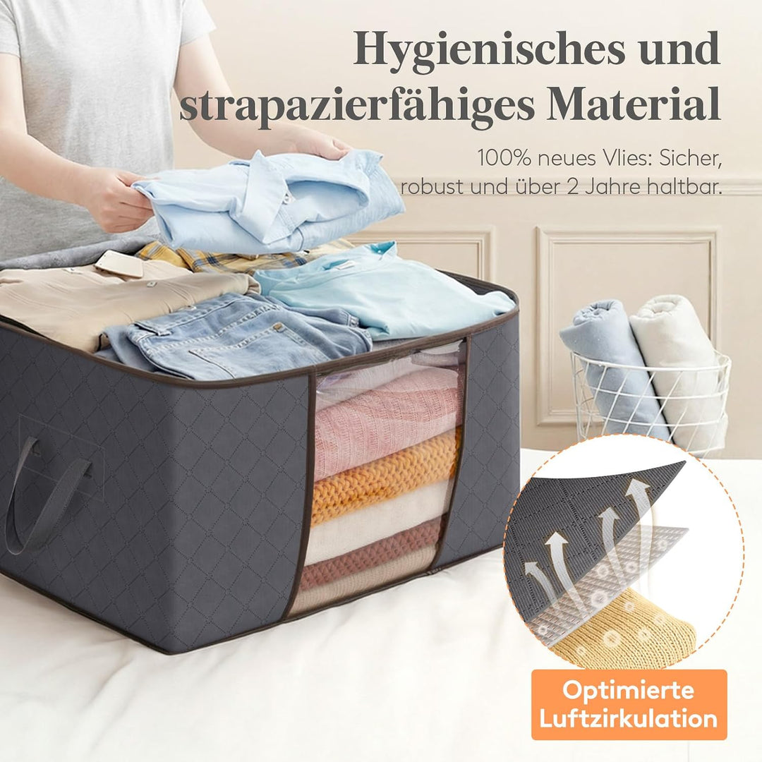 Lifewit 4 Stück 90L Aufbewahrungstasche, Aufbewahrungsbox mit Deckel, Gross Kleideraufbewahrung Umzu